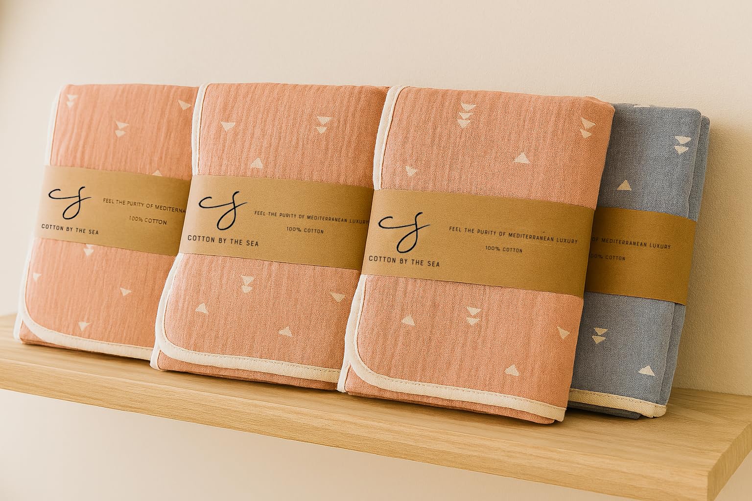 Cotton by the Sea rolled-edges detail adds durability and a refined look to the brick blanket