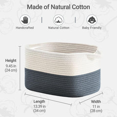 Cotton Rope Woven Basket Style 3 dark gray blanket basket for cozy throws