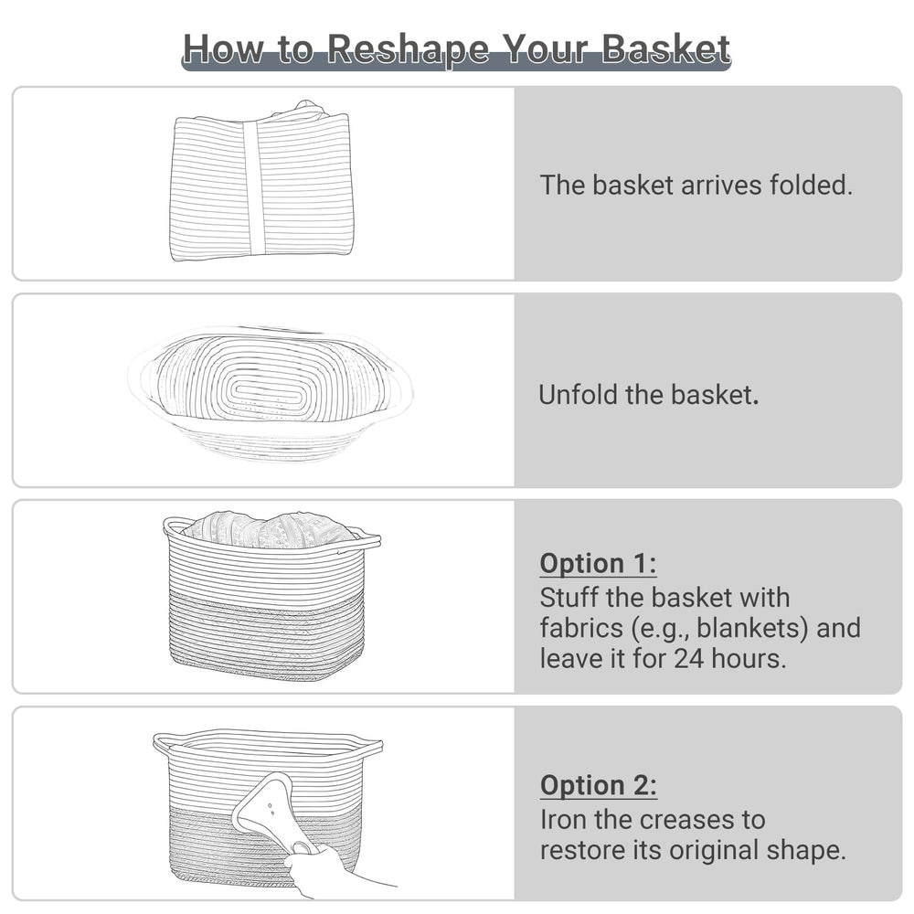 Cotton Rope Woven Basket collapsible design saves closet space