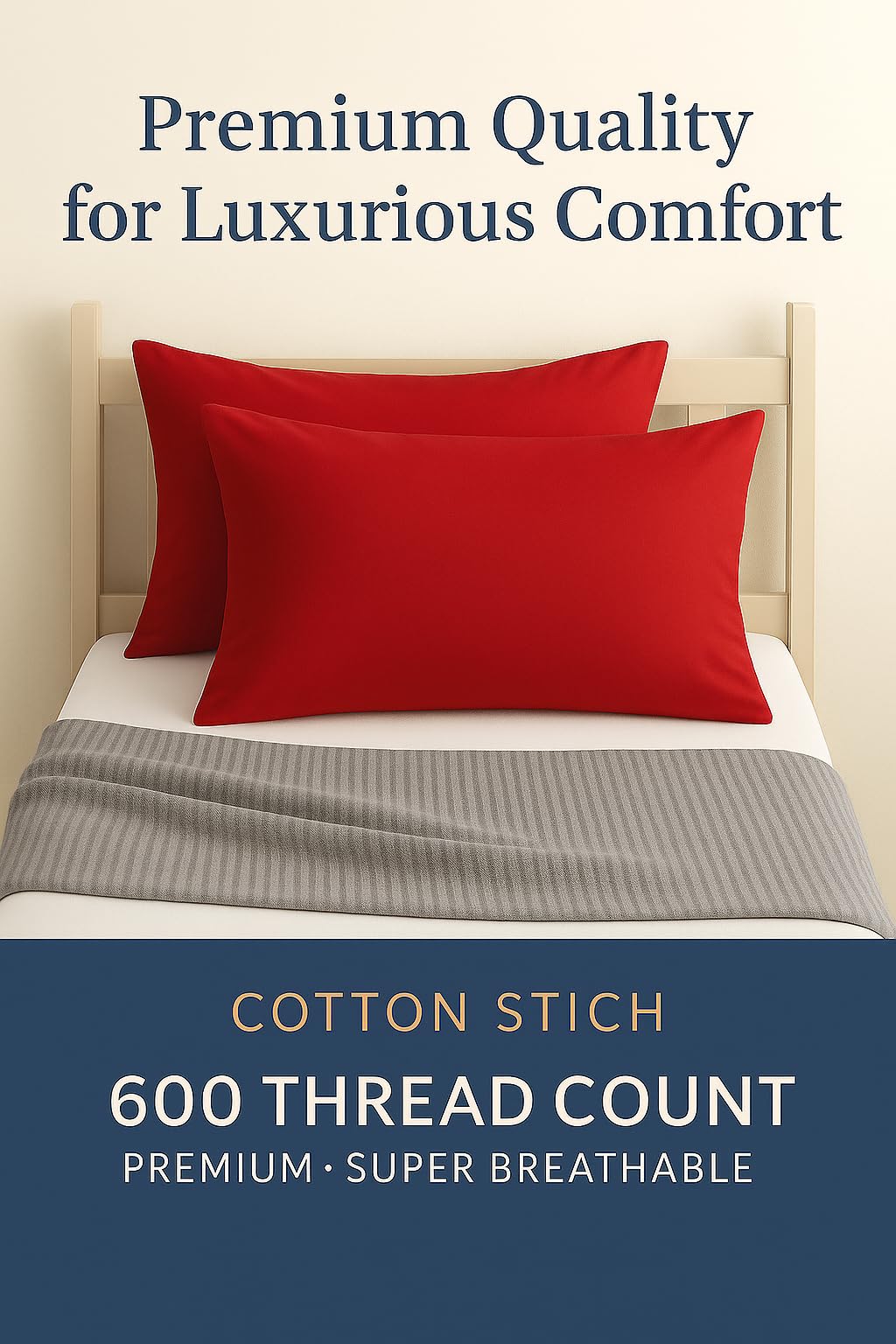 COTTON STICH envelope-closure pillowcase for easy insertion.