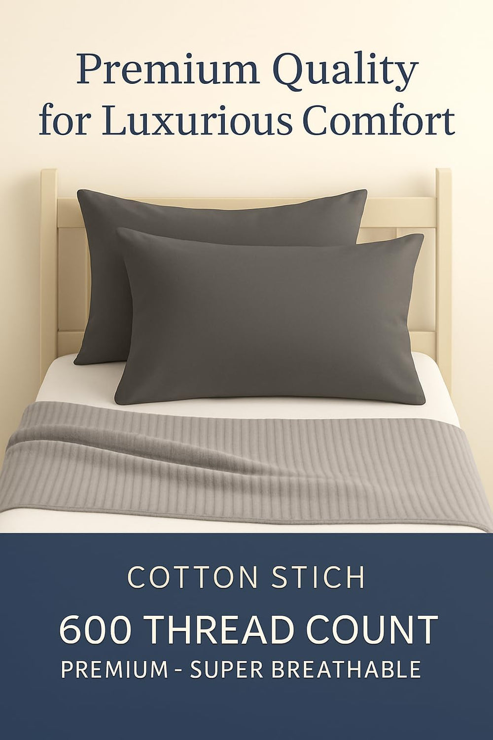 Cotton Stich secure closure pillowcase designed for easy use and fit.