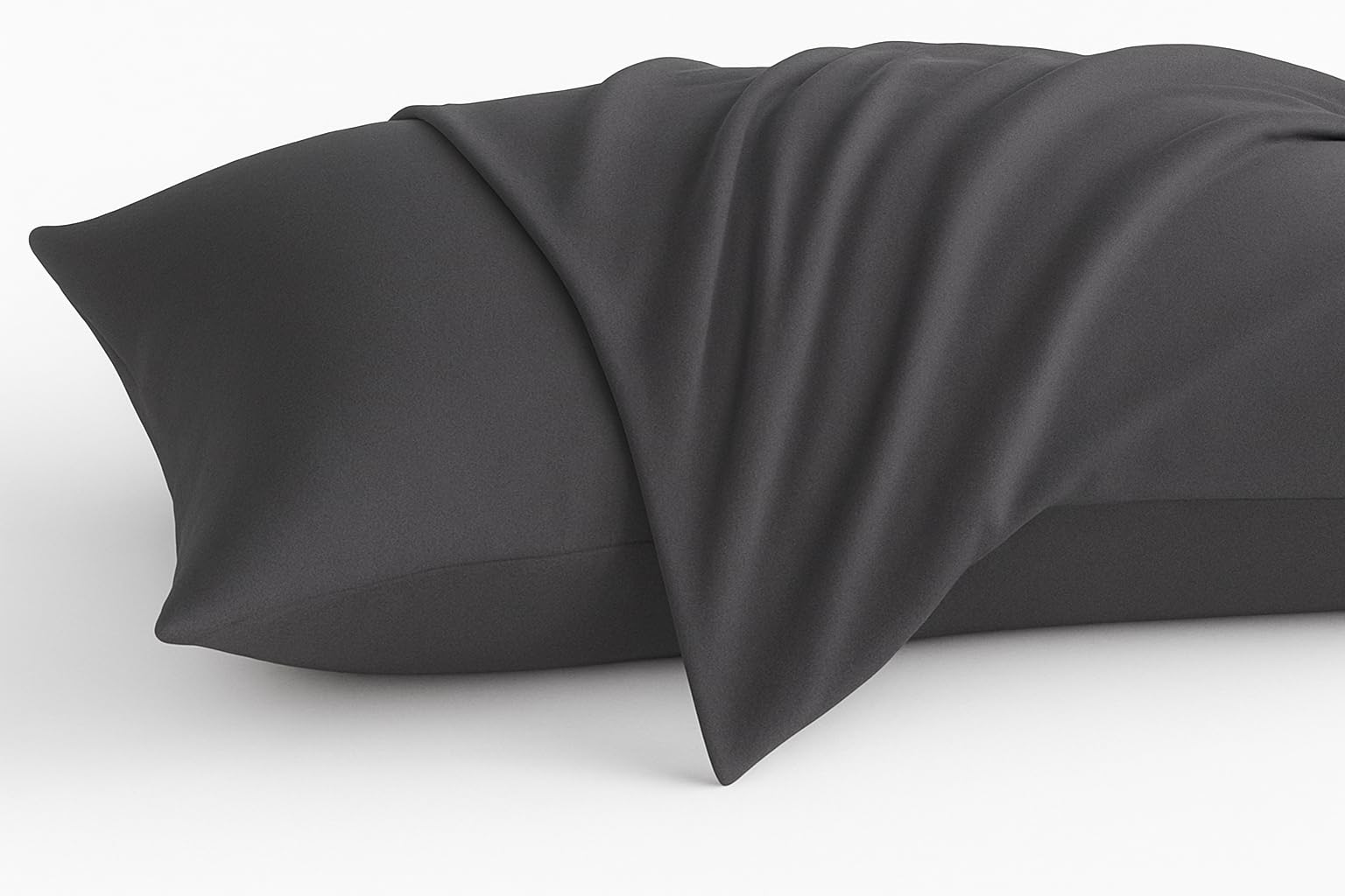 COTTON STICH toddler pillowcase dark grey back view with smooth fabric