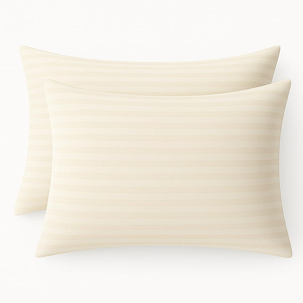 Cotton Stich toddler pillowcase Ivory striped 12x16 envelope style for gentle naps.