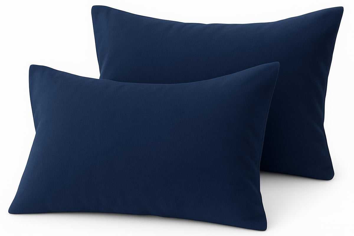 Cotton Stich navy toddler pillowcase with envelope closure for easy pillow insert.