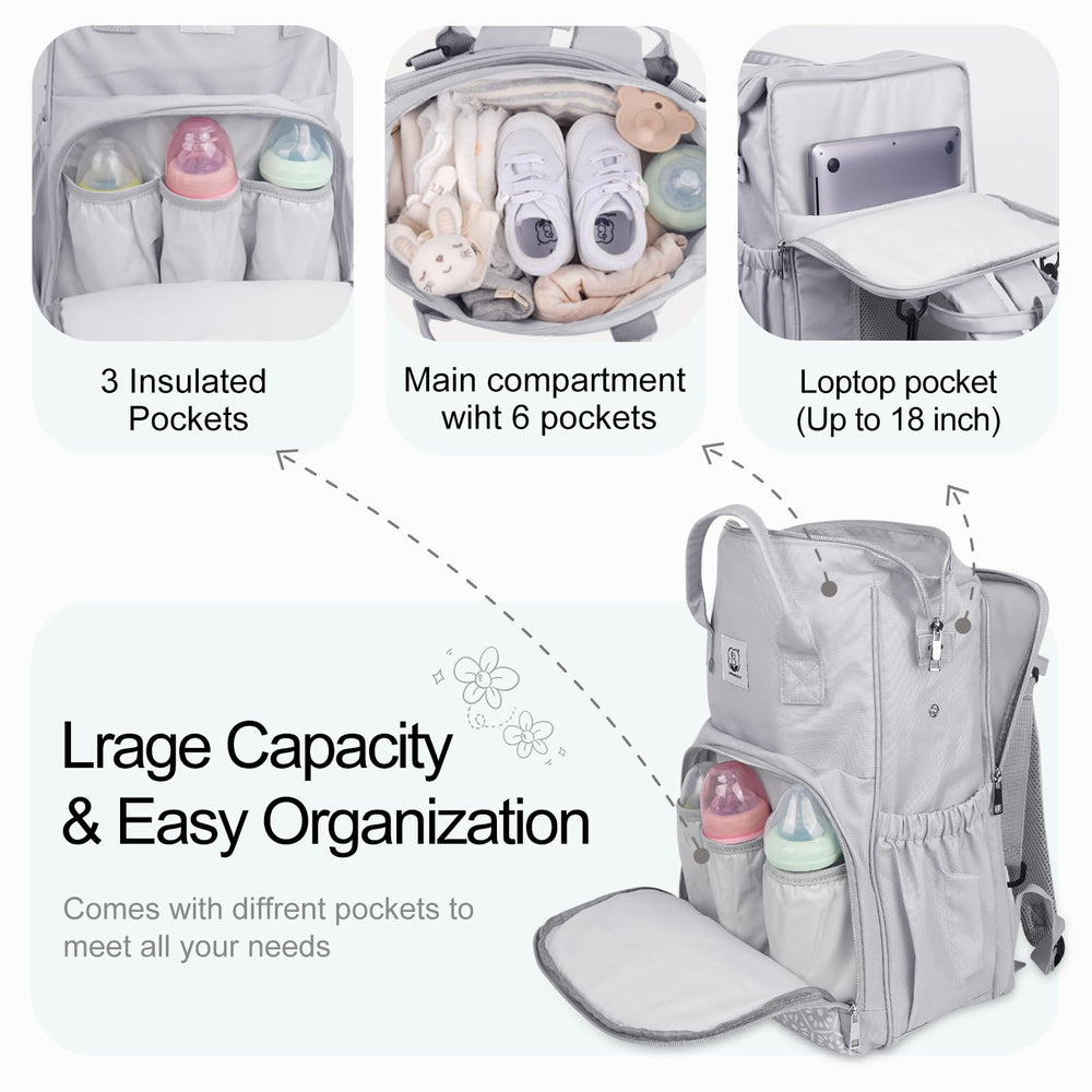 CottonBEBE diaper bag insulated bottom keeps bottles at the right temperature.