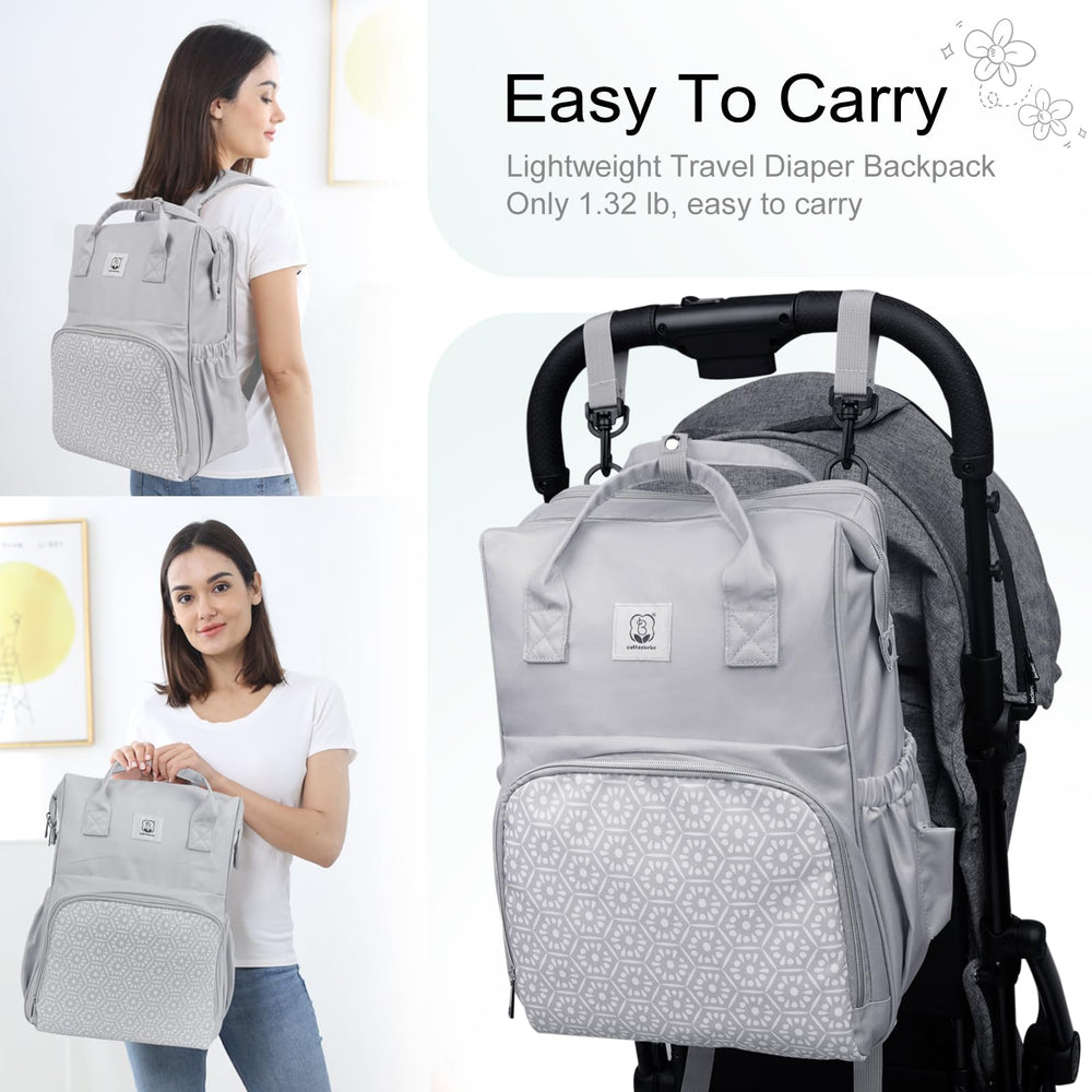 CottonBEBE multi-pocket layout helps organize diapers, clothes, and wipes.