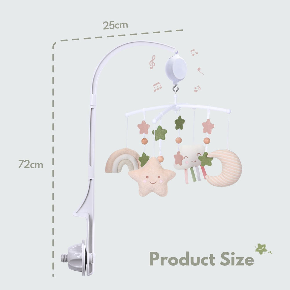 COTTONBEBE nursery setup showing crib mobile in a cozy room.