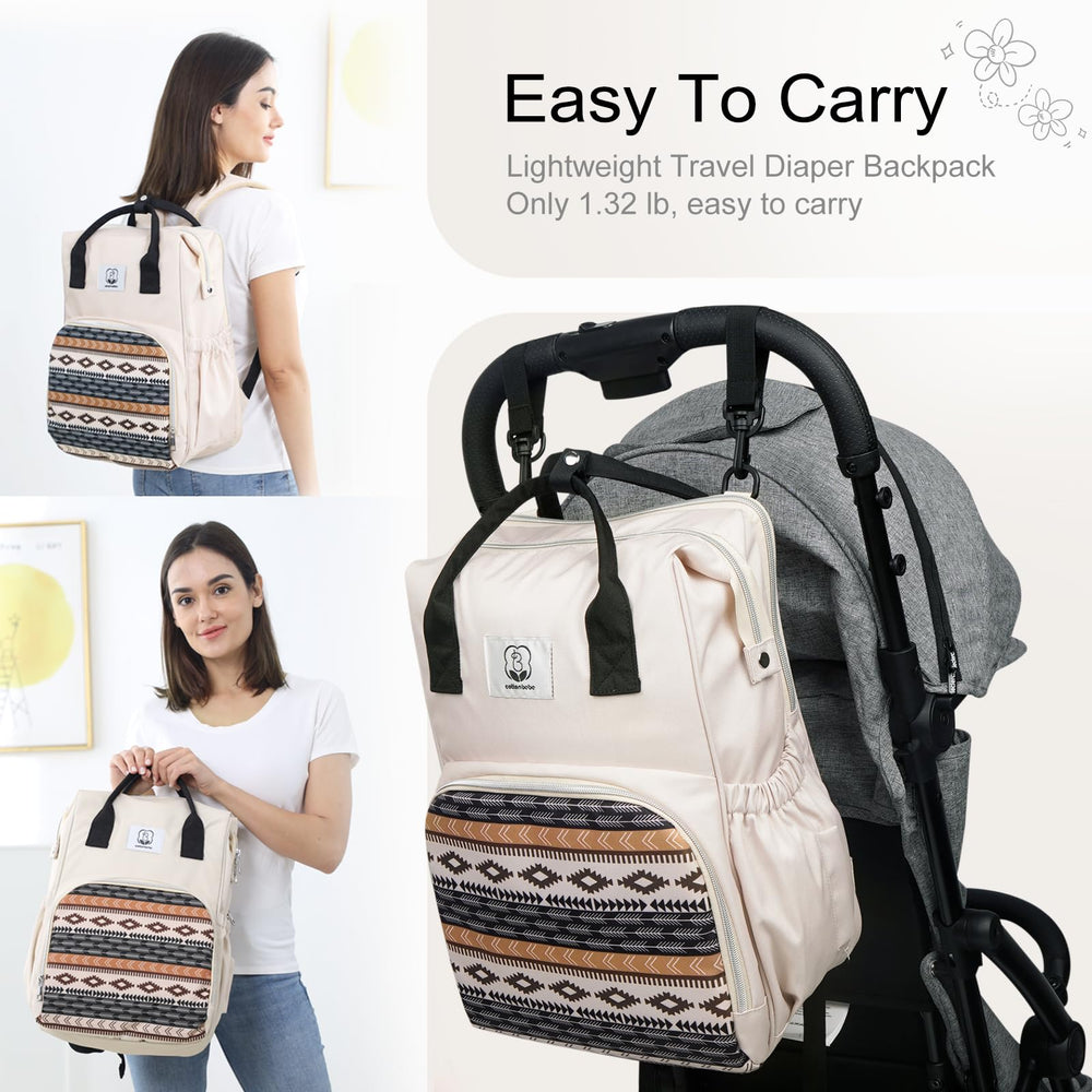 COTTONBEBE backpack offers easy one-hand opening for quick access