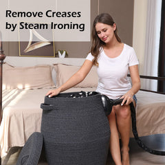 Cottonphant flagon-shape basket with cover keeps laundry discreet.