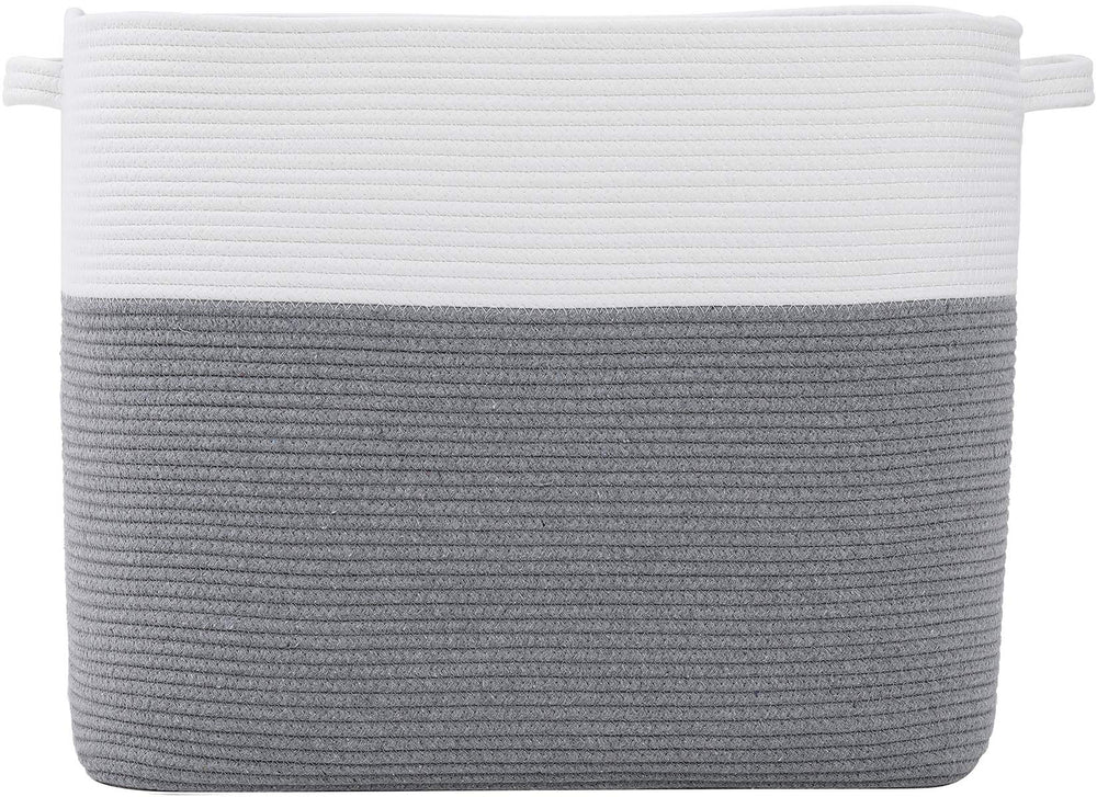 Cottonphant mega rectangular basket stands sturdy for clutter-free living room storage.