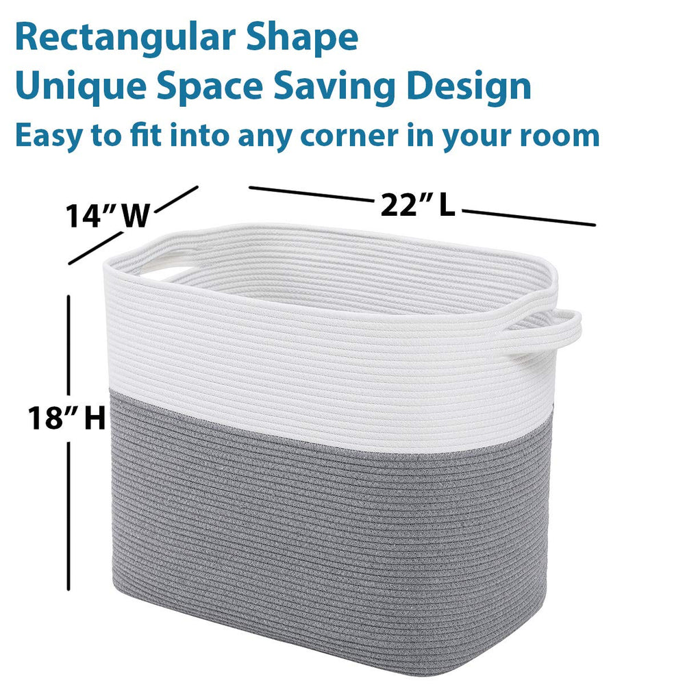 Cottonphant rectangular cotton rope basket with soft texture and durable construction for garments.