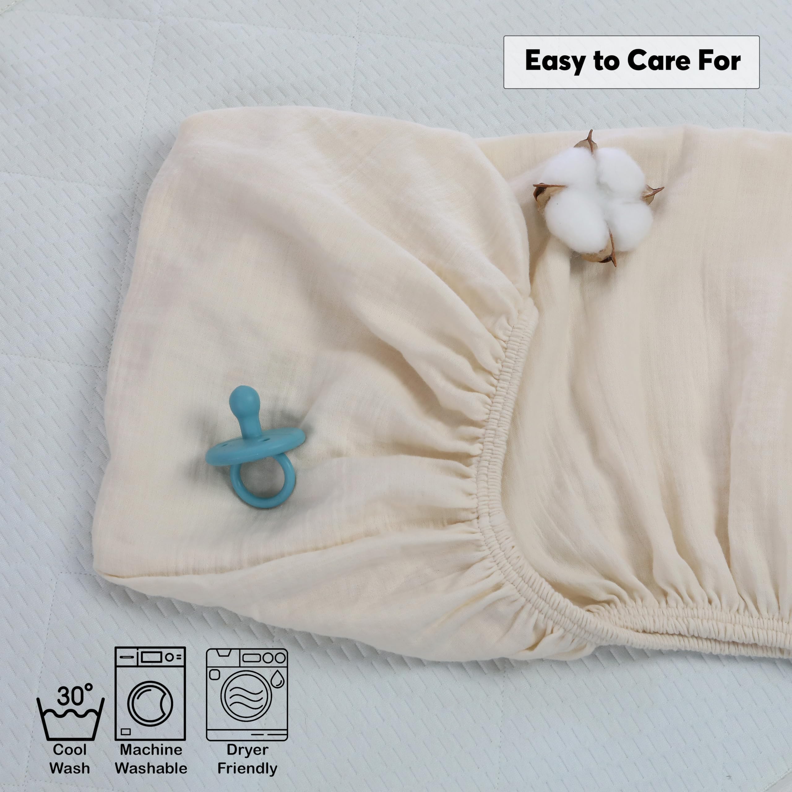 Cottonsis crib sheet features 360-degree elastic for a smooth snug night