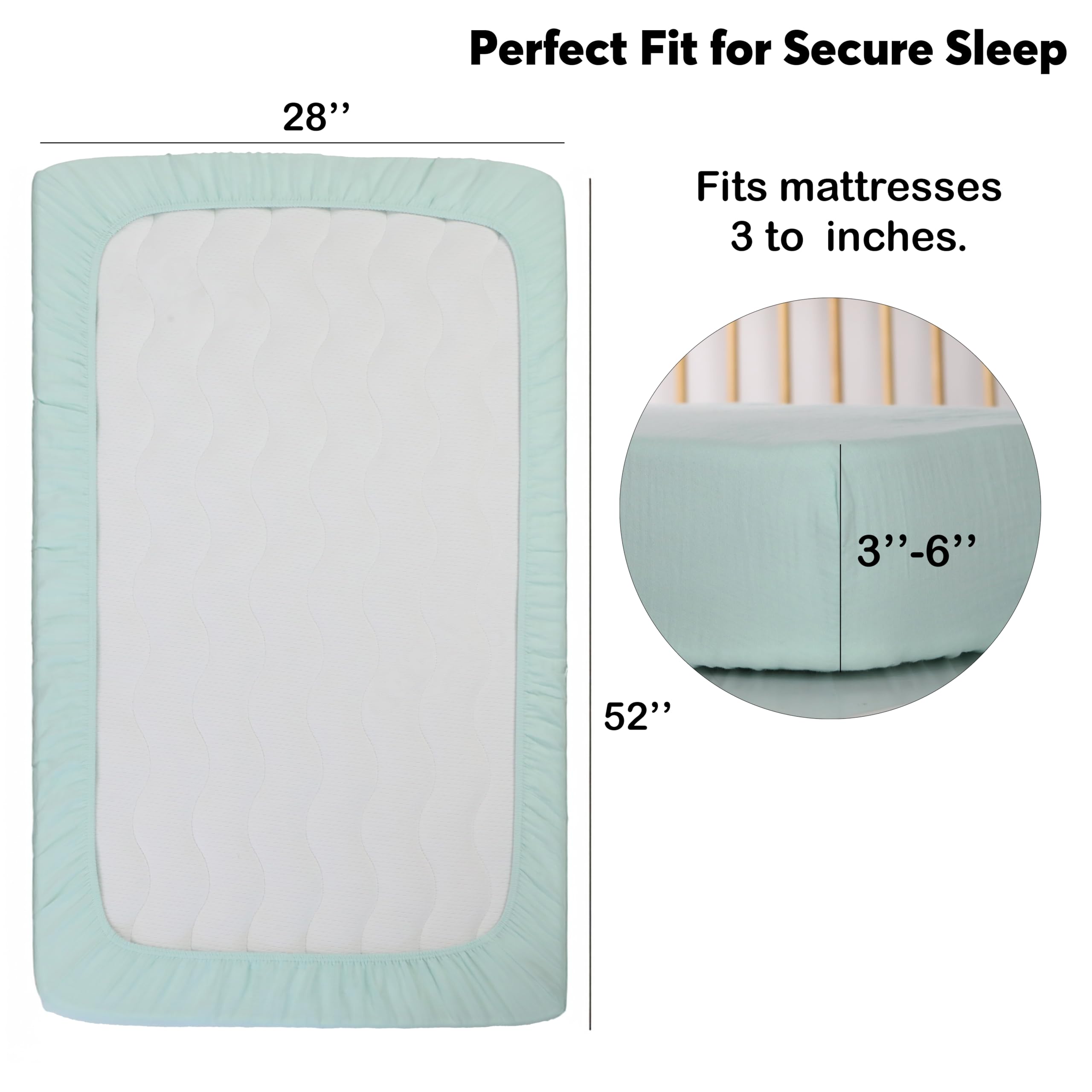Cottonsis fitted crib sheet with deep 9-inch corners for a secure fit