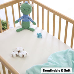 Cottonsis muslin crib sheet in minty green keeps baby cool and cozy
