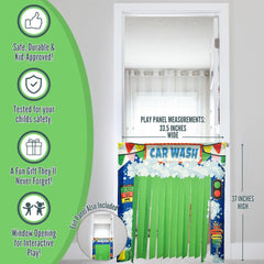 Couch Swag Play Panel adjustable doorway rod enables quick, tool-free setup