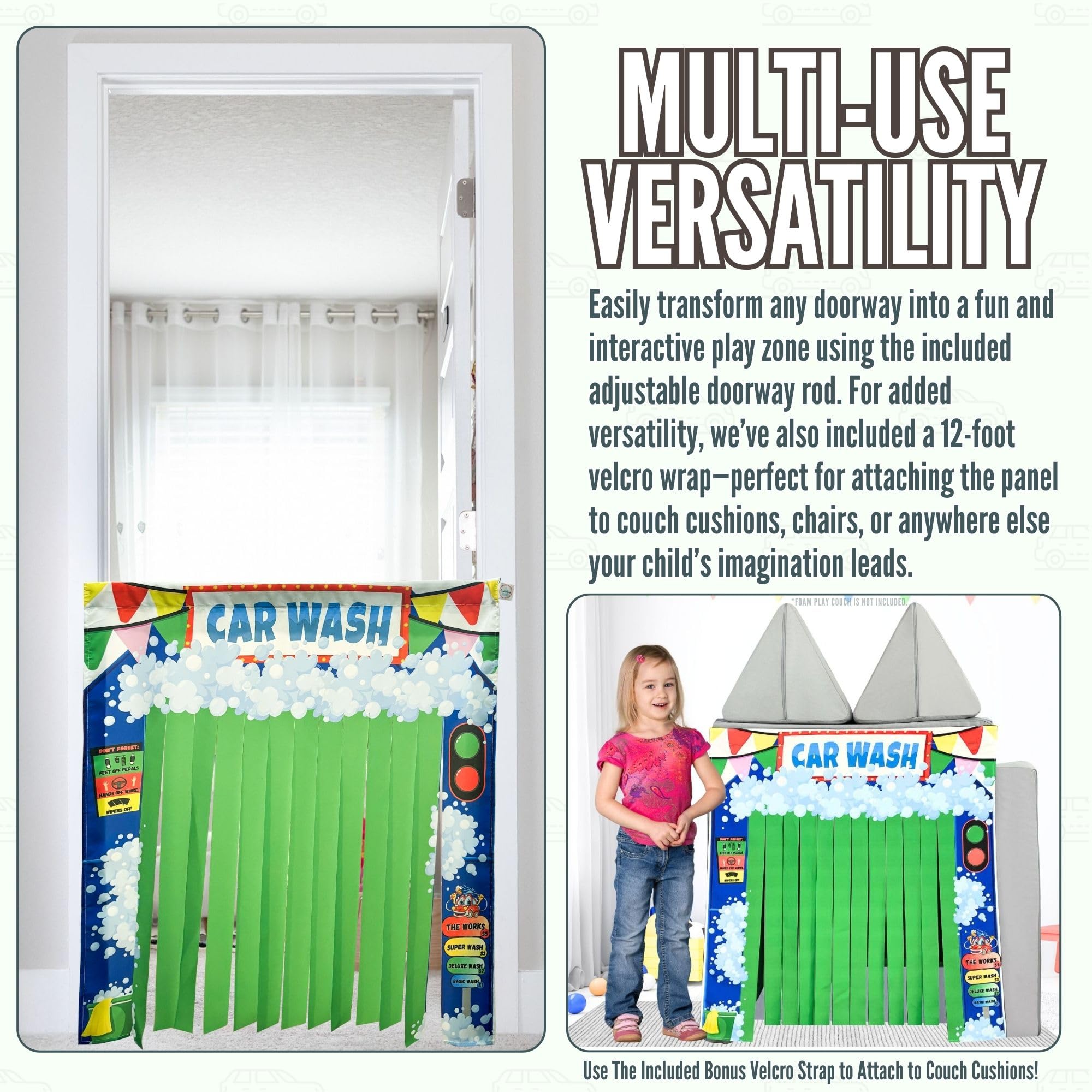 Couch Swag Play Panel fits standard doorways for versatile placement