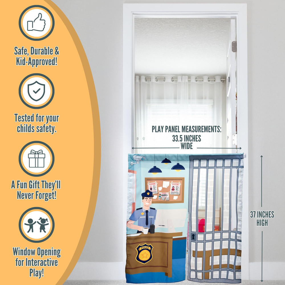 Couch Swag Play Panel Police Station supports imaginative investigations and role play.