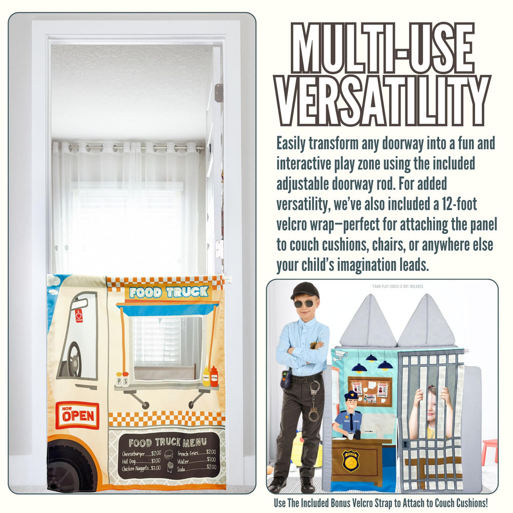 Couch Swag Play Panel room setup shows easy, secure installation anywhere.