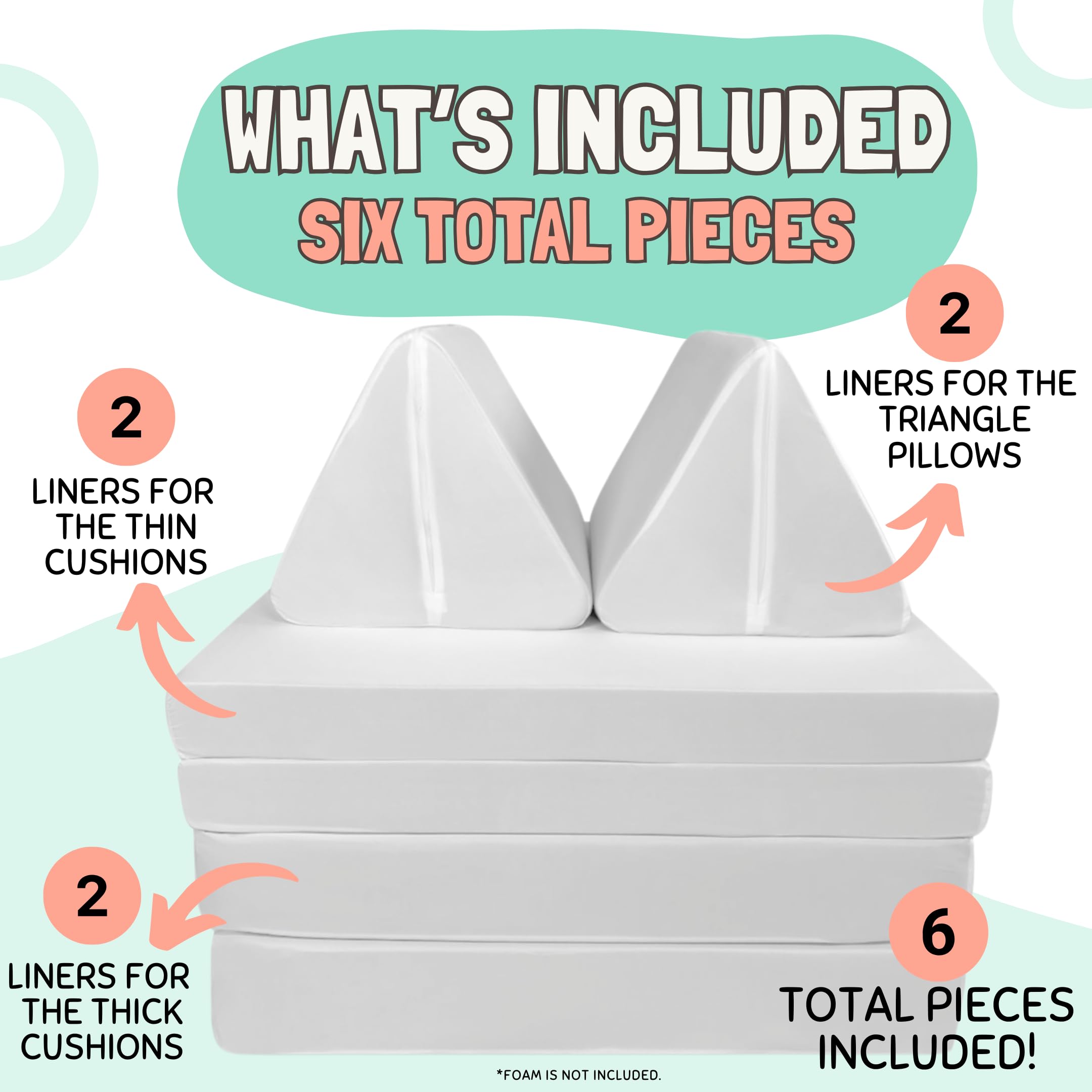 Couch Swag liner for thick base cushions protects foam during active use