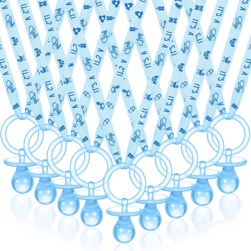 Coume blue baby shower pacifier necklace set, ideal party favors for guests