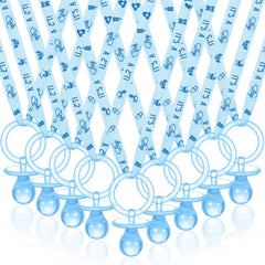 Coume blue baby shower pacifier necklace set, ideal party favors for guests