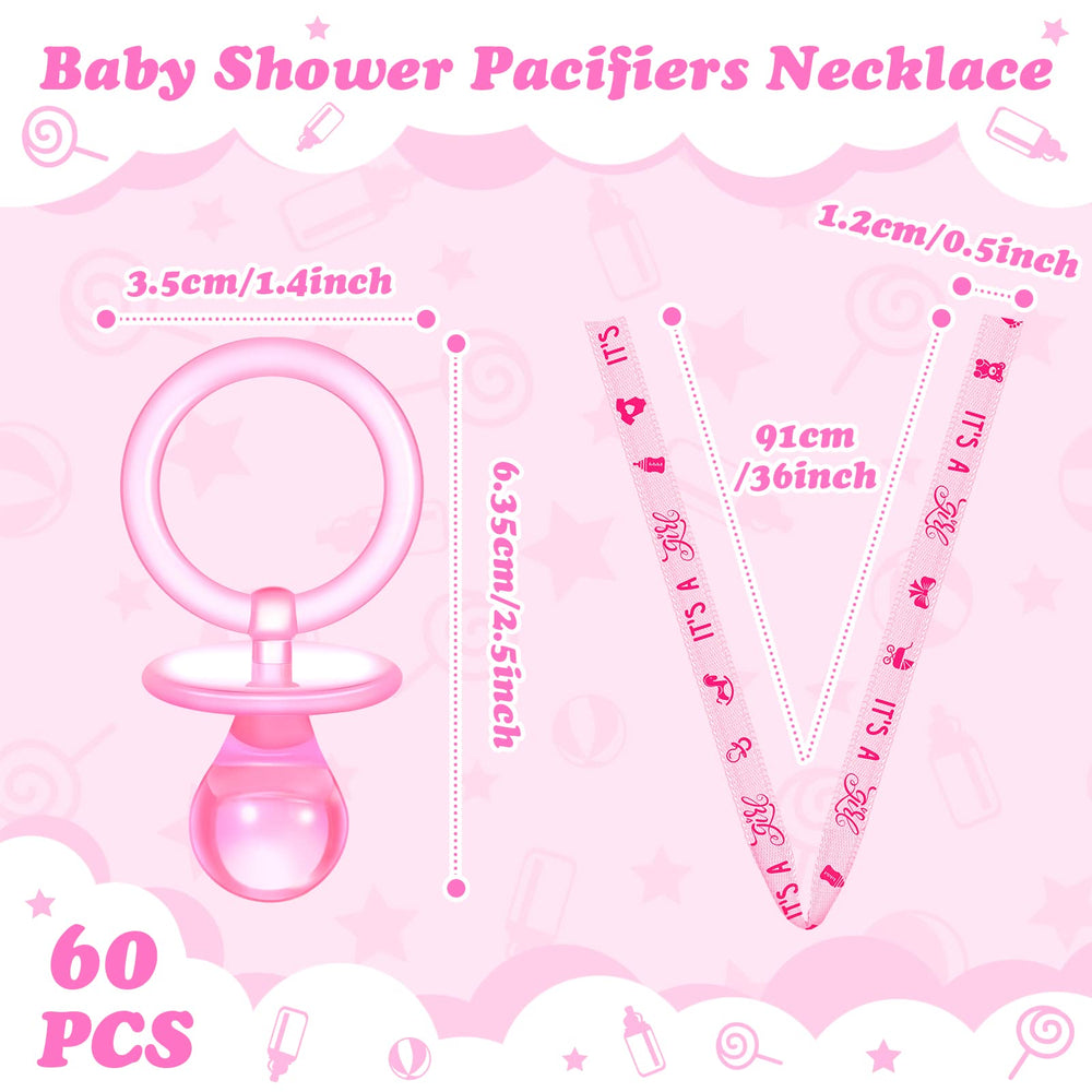 Coume pink acrylic pacifier necklace close-up showing smooth finish