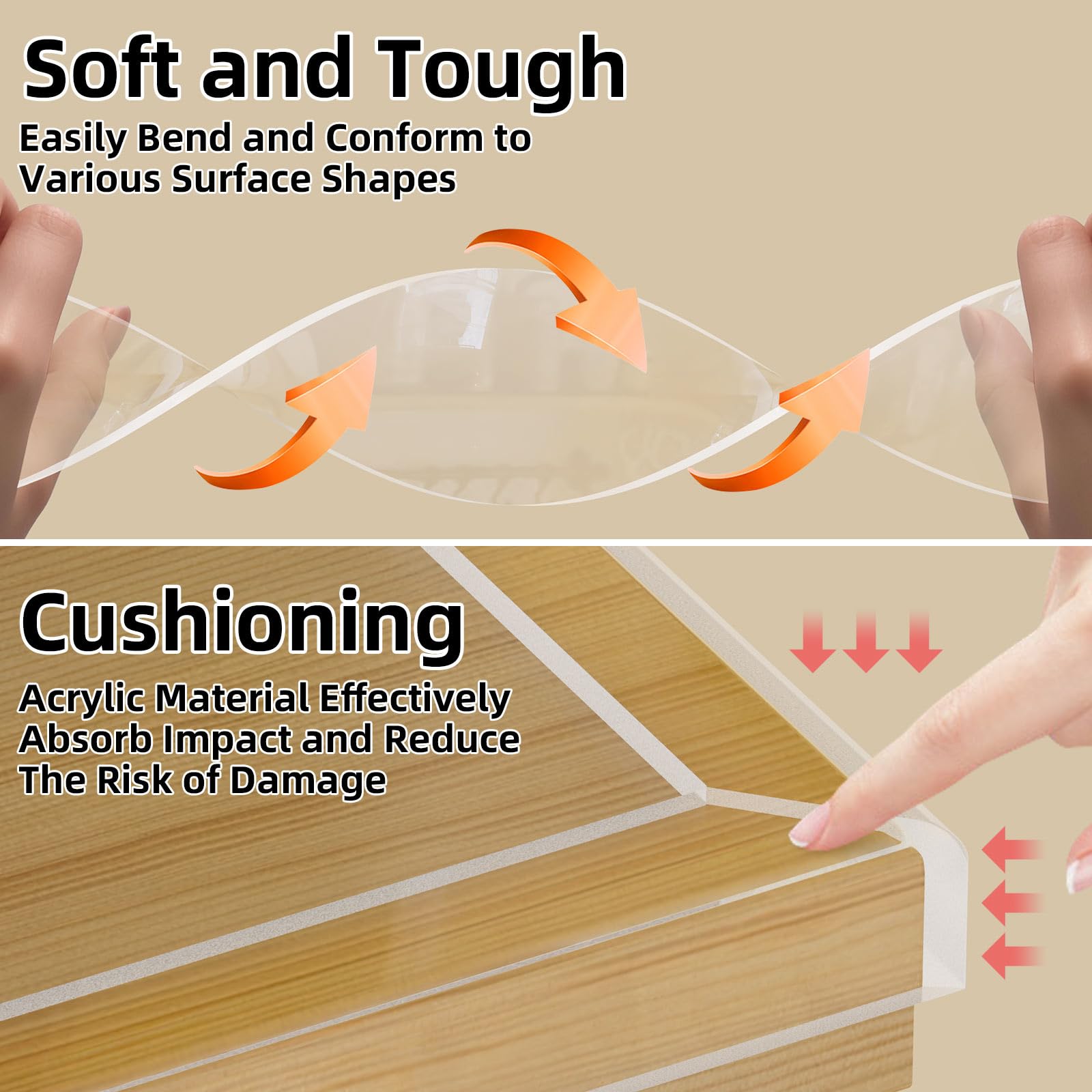 COUMENO Clear Edge Protector on chair edge, soft touch reduces bump risk for kids.