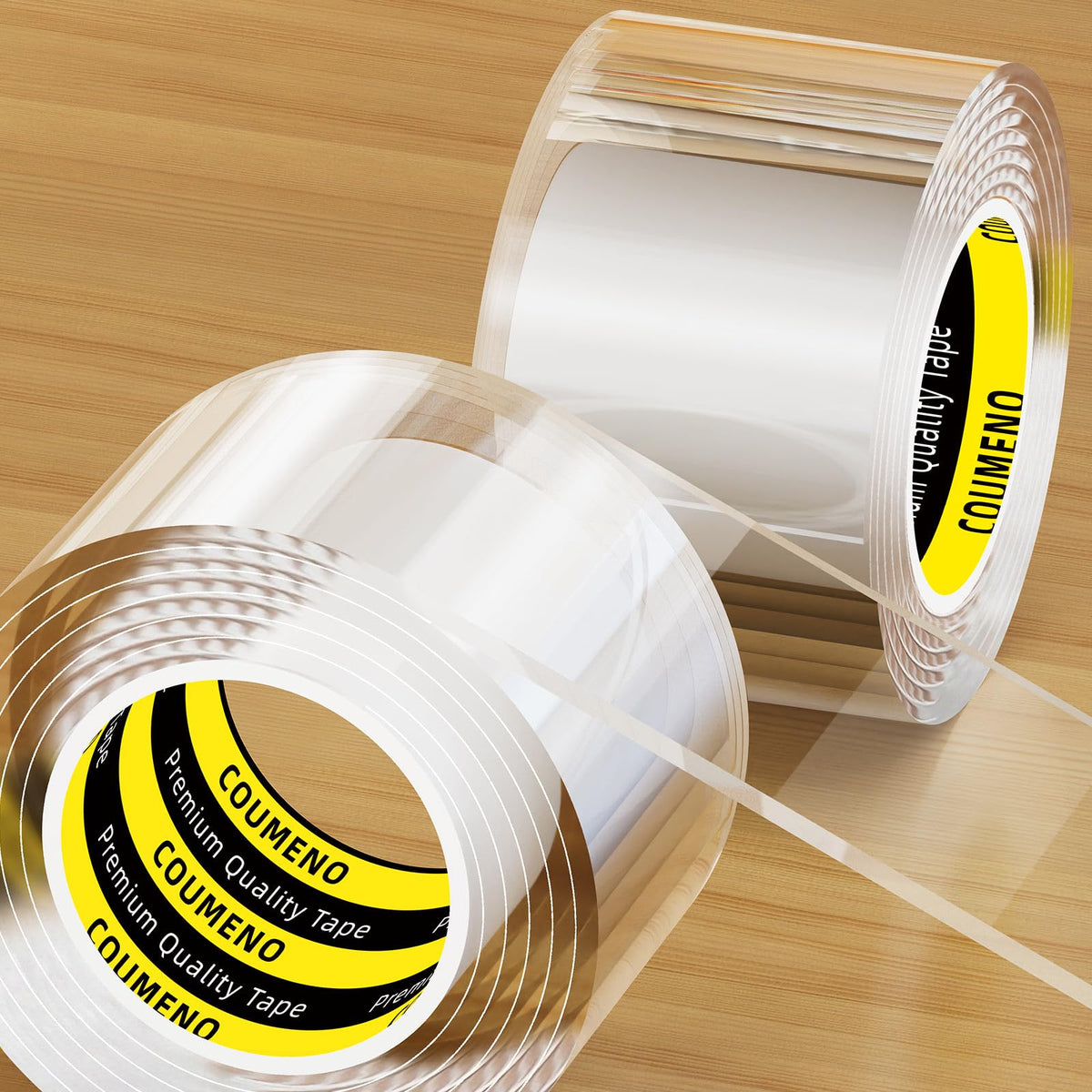 Coumeno edge protector on a table edge providing soft, clear cushioning