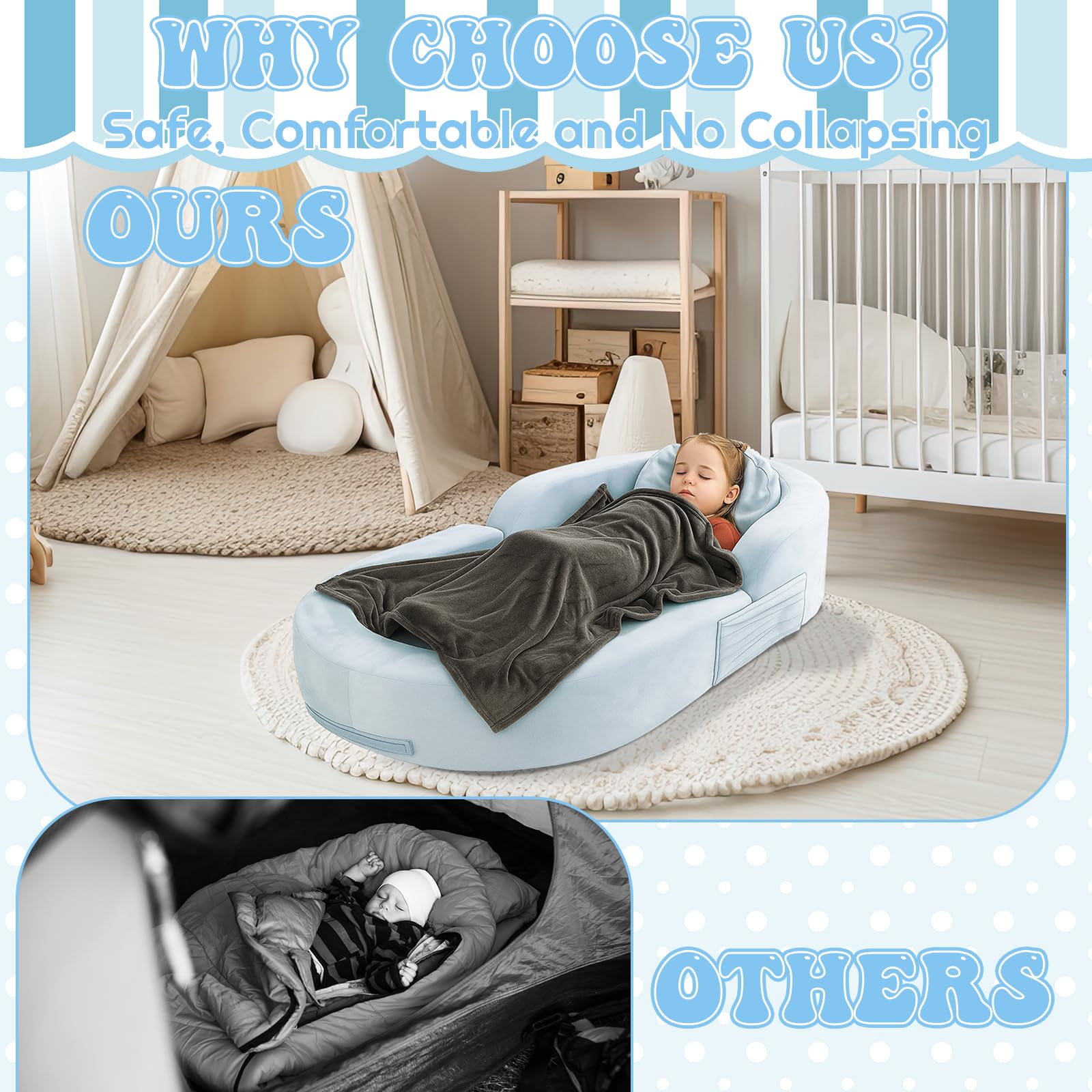 Coumy high-density foam supports proper posture during play and rest.