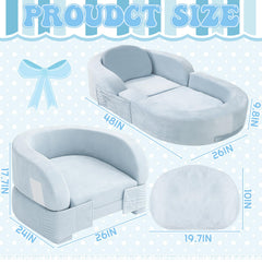 Coumy toddler travel bed with pillow and sheet, ready for hotel or grandparents.