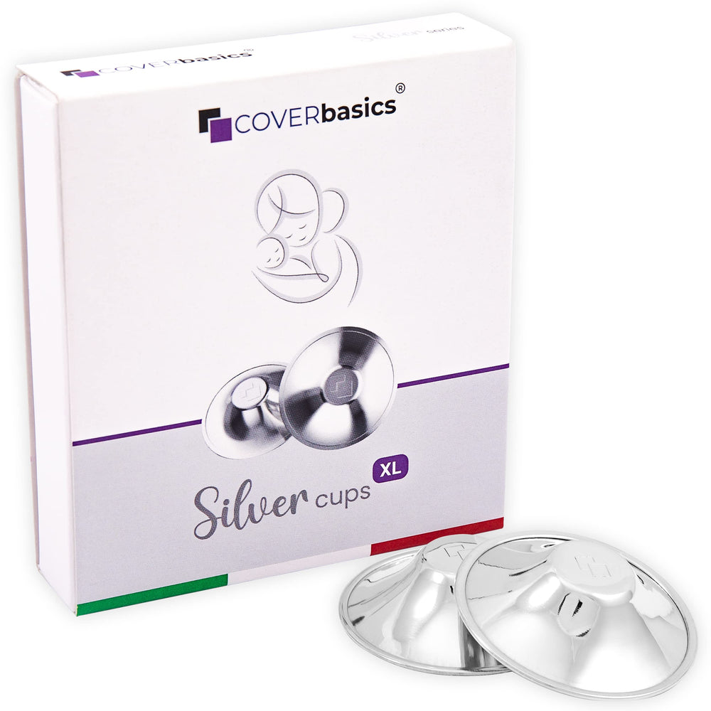 COVERbasics silver nipple shields support comfortable breastfeeding.