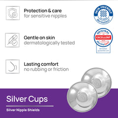 COVERbasics silver nipple shields shown for comfort under clothing