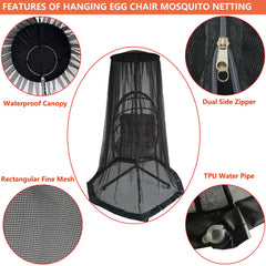 Coverify netting on a wicker chair highlighting windproof feature for outdoor comfort.