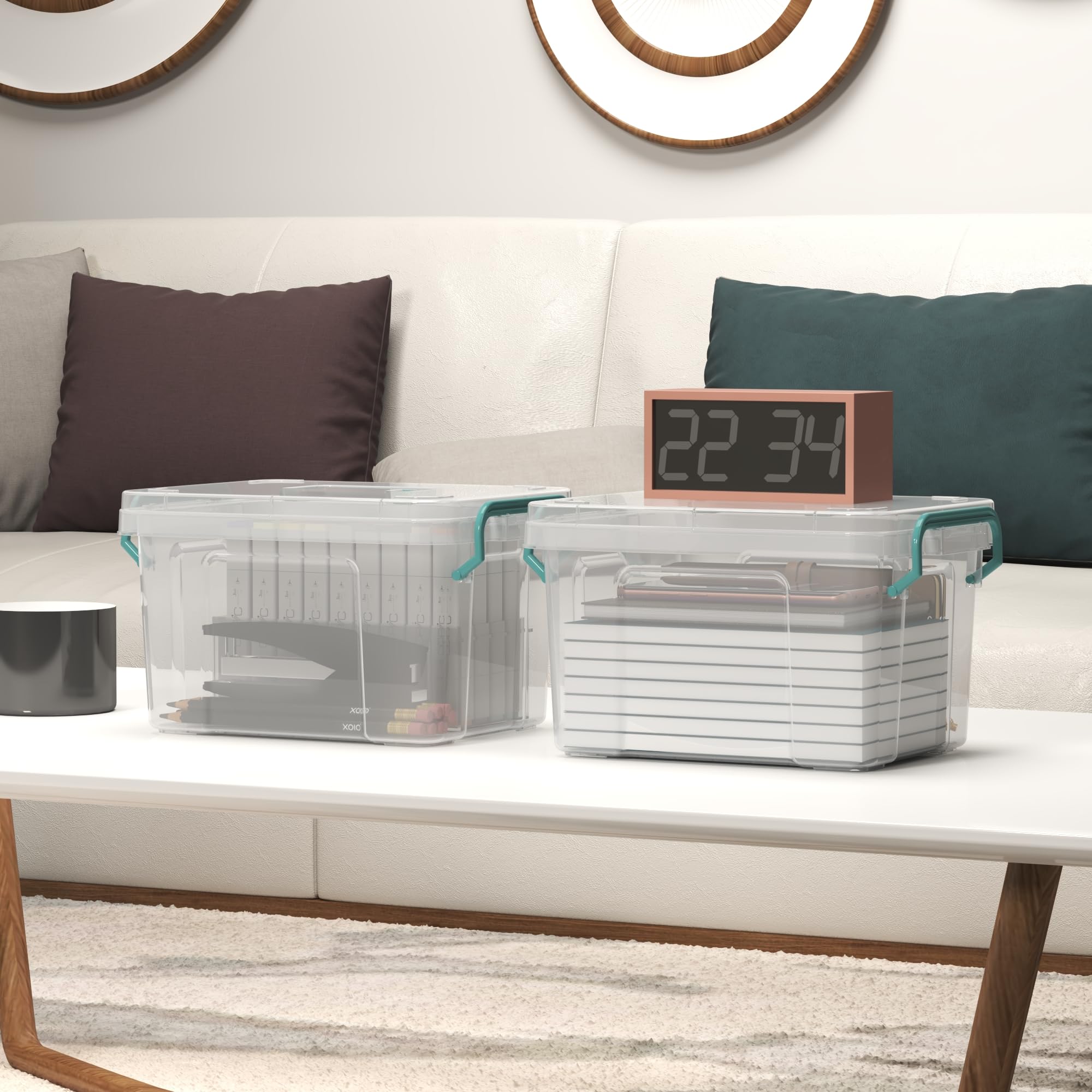 Covetree locking latch lids keep contents secure and dust-free.