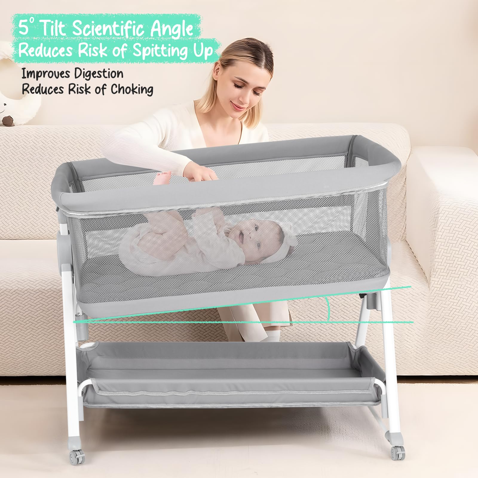Cowiewie 360-degree mesh enhances airflow and visibility around baby.