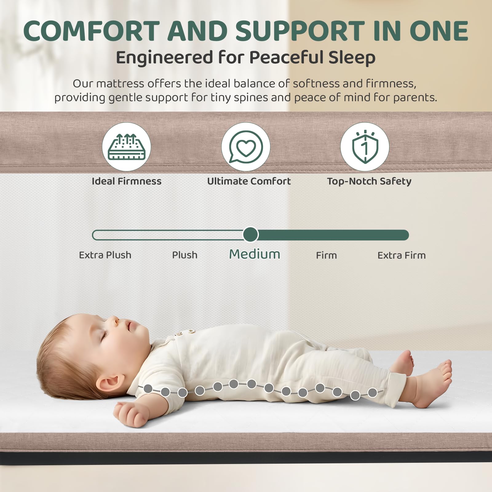 Cowiewie 3D mesh breathable fabrics promote baby airflow.