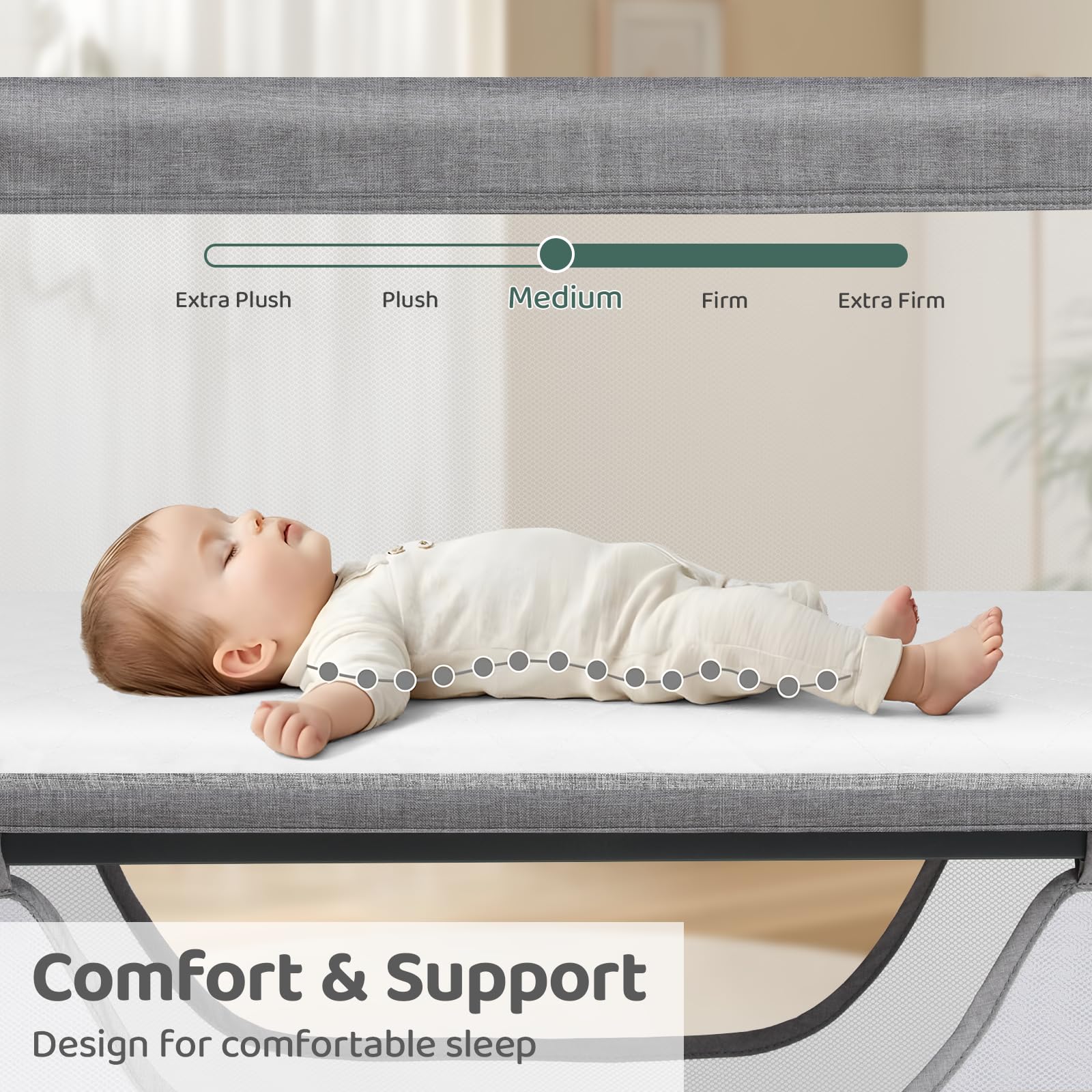 Cowiewie 3D mesh fabric allows airflow for a more comfortable baby environment