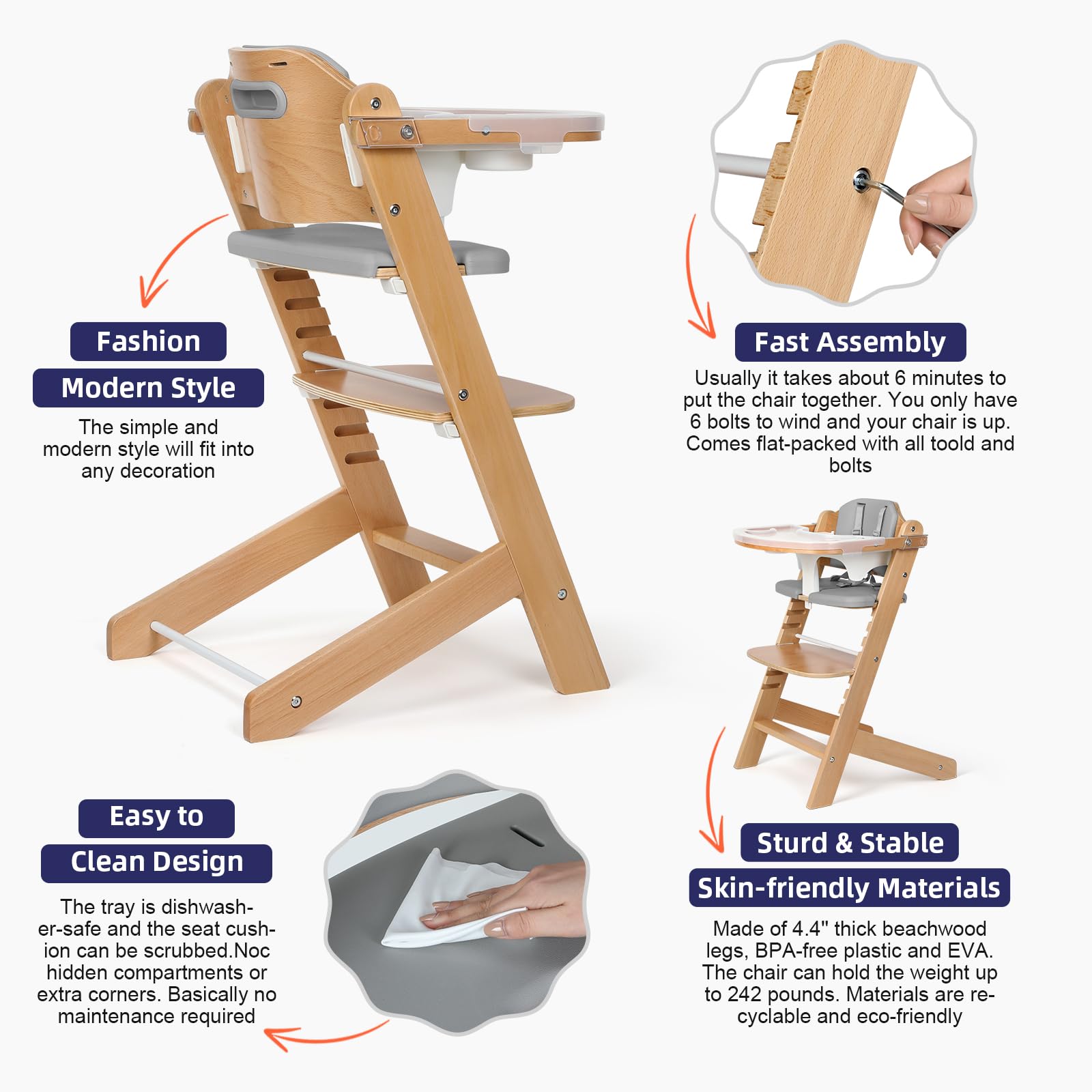 Cowiewie 8-position height adjustment adapts to your child’s growth.