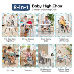 Cowiewie 8-in-1 high chair booster seat elevates kids to table height