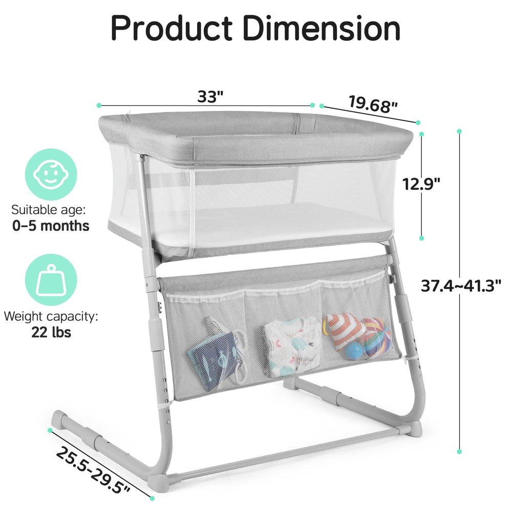 Cowiewie Bassinet with 360-degree mesh enhances airflow for baby comfort.