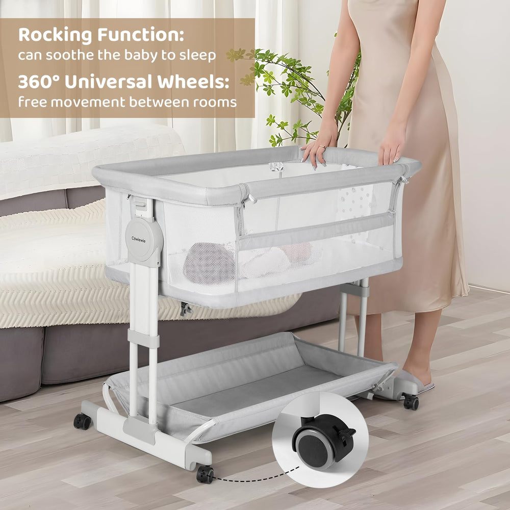 Cowiewie Bassinet attaches securely to your bed for quick nursing and closeness.