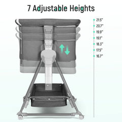Cowiewie bassinet seven-height adjustment fits most beds