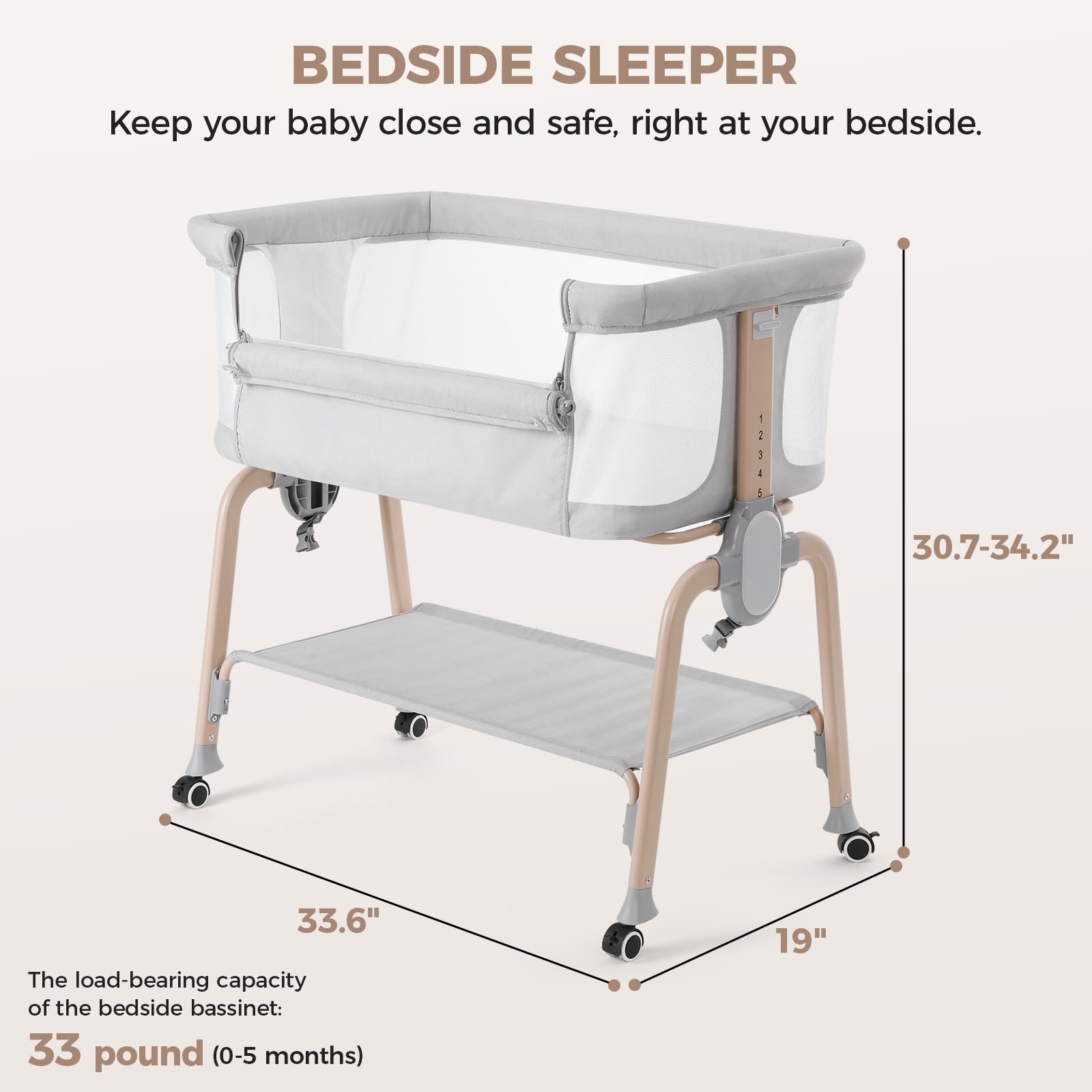 Cowiewie bassinet bedside sleeper closeup of mattress showing plush yet supportive surface.