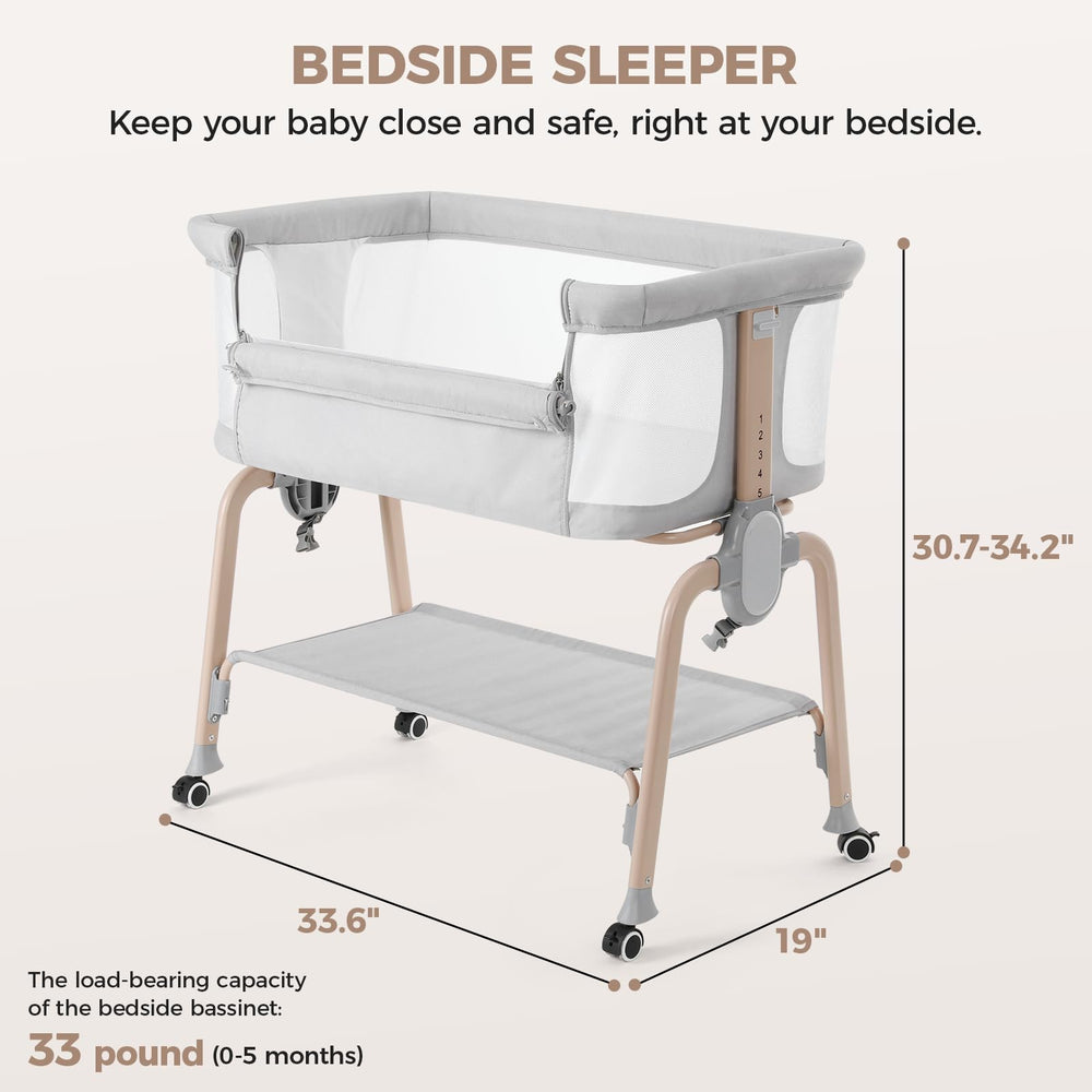 Cowiewie bassinet bedside sleeper closeup of mattress showing plush yet supportive surface.