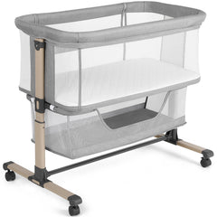 Cowiewie bassinet bedside sleeper with breathable mesh fabric for airflow.