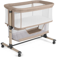 Cowiewie bassinet bedside sleeper setup for secure side-by-side sleep.