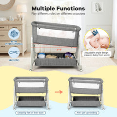 Cowiewie Bassinet Bedside Sleeper with side zipper for quick nighttime nursing.