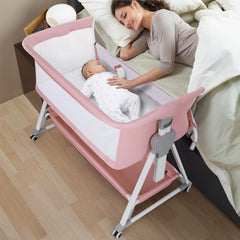 Cowiewie bassinet bedside sleeper with stable pyramid base for secure sleep