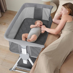 Cowiewie bassinet bedside sleeper with secure close-to-bed setup for night feedings.