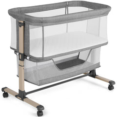Cowiewie bassinet bedside sleeper shows side-by-side setup for peaceful night feeds